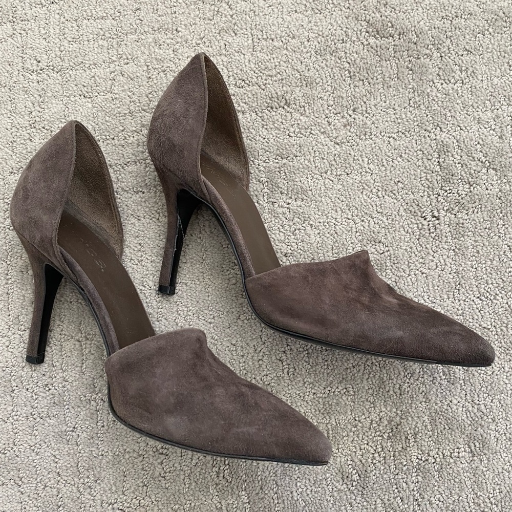 Vince Claire Two-Piece Suede Pump, Umber